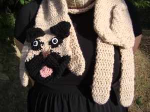 pug dog bulldog cute animal novelty scarf dogs crochet amigurumi